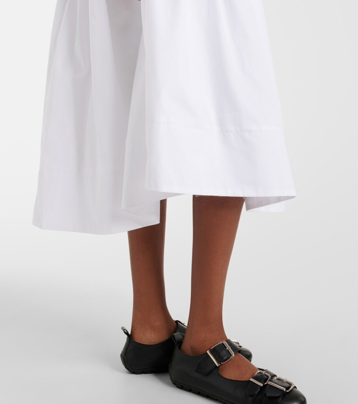 Simone Rocha Floral-appliqué cotton poplin midi skirt