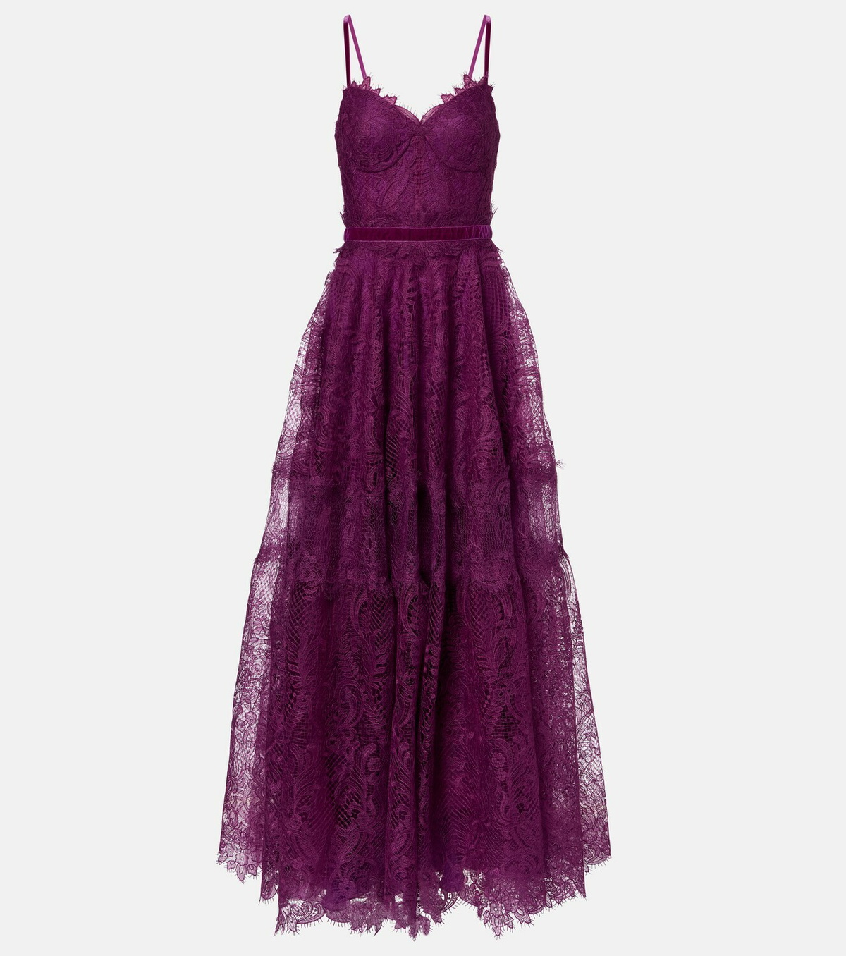 Costarellos Belted lace gown