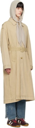 OPEN YY Beige Detachable Scarf Trench Coat