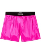 TOM FORD - Velvet-Trimmed Stretch-Silk Satin Boxer Shorts - Pink