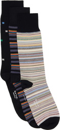 Paul Smith Three-Pack Multicolor Signature Socks