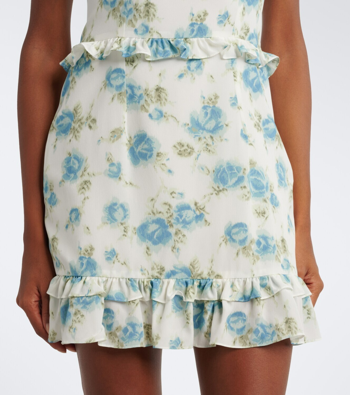 Alessandra Rich Ruffled floral silk crêpe de chine minidress