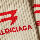 Balenciaga Men's Sports Logo Sock in Sand/Red