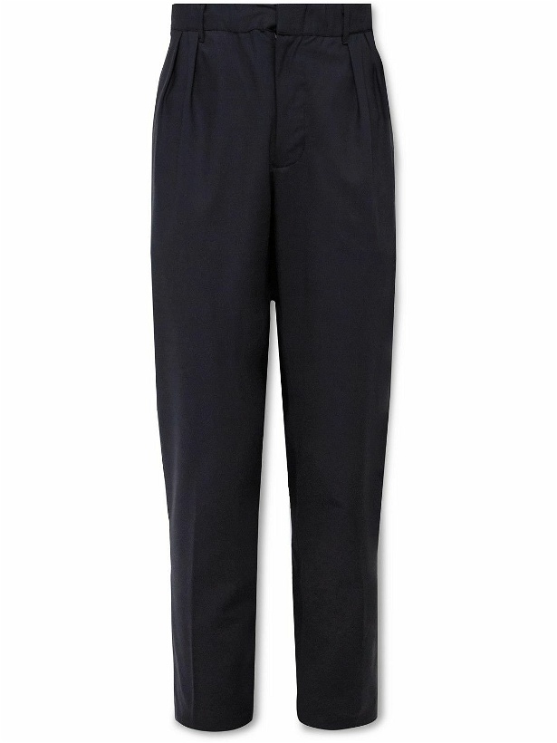 Photo: Aspesi - Tapered Pleated Tech-Flannel Trousers - Blue