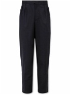 Aspesi - Tapered Pleated Tech-Flannel Trousers - Blue