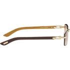 Cartier Gold & Brown 'Elongated C de Cartier' Sunglasses
