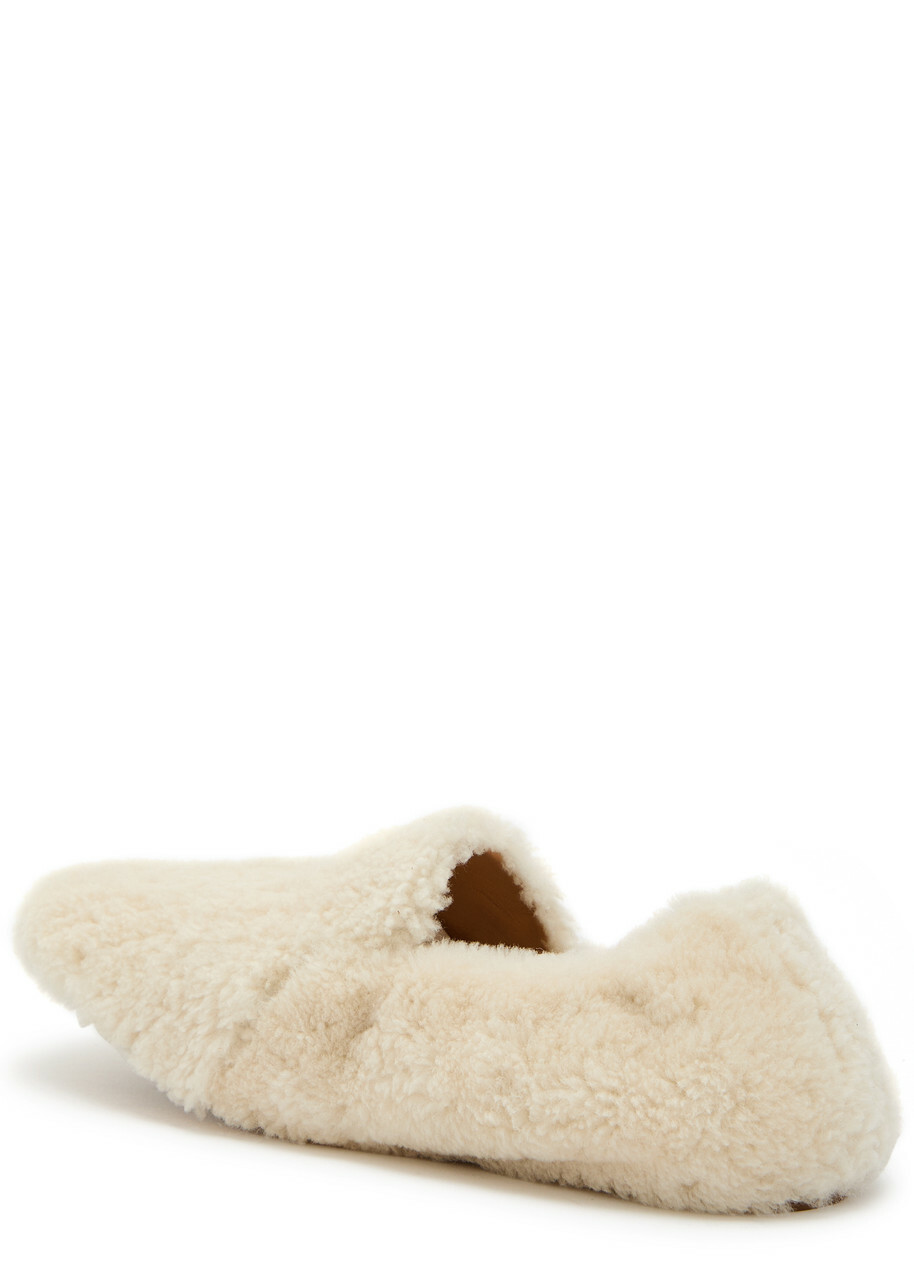 LE Monde Beryl Orlando Mocassin Shearling Flats Cream