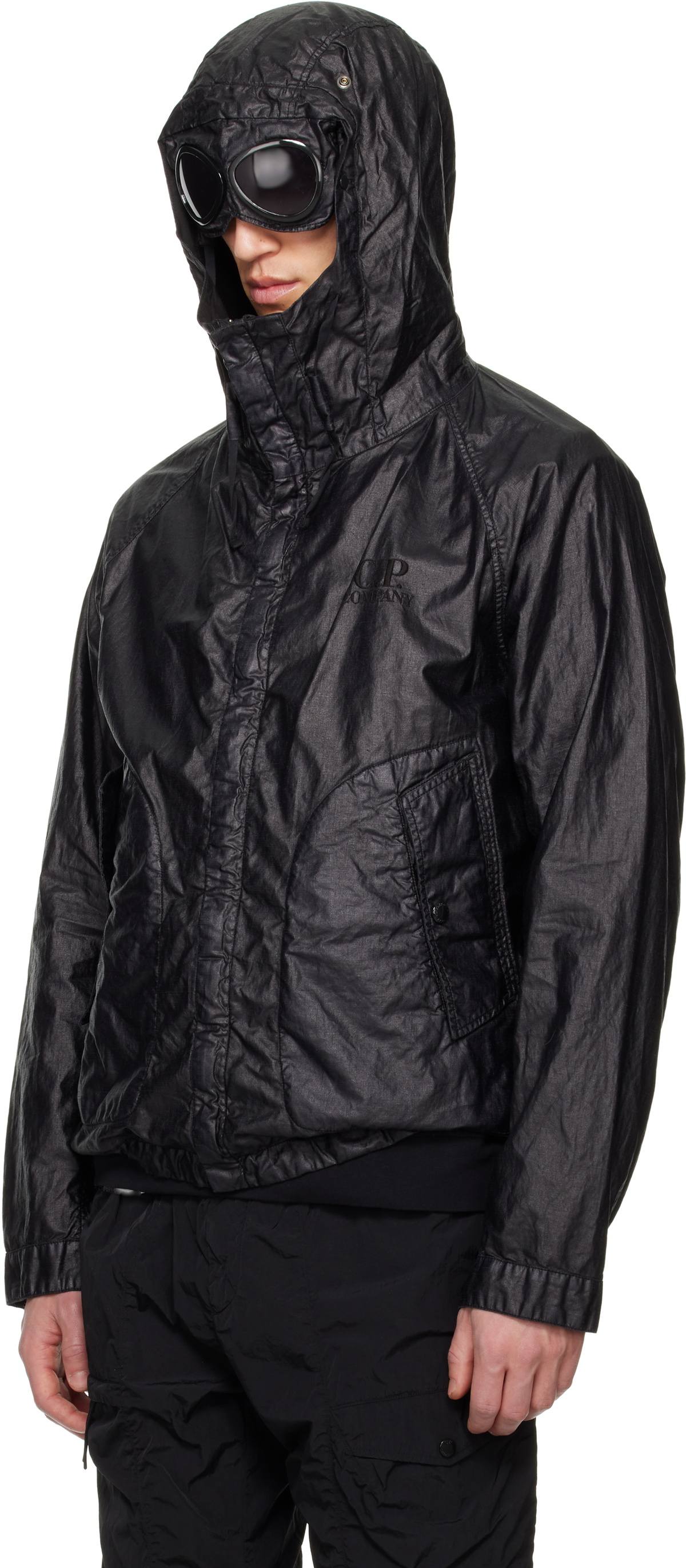 C.P. Company Black Lino Wax Goggle Jacket C.P. Company