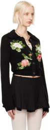 Yuhan Wang Black Rose Intarsia Cardigan