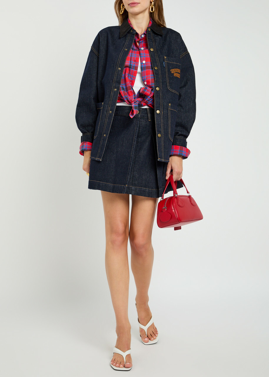 House OF Sunny Designer-embroidered Denim Shirt Indigo