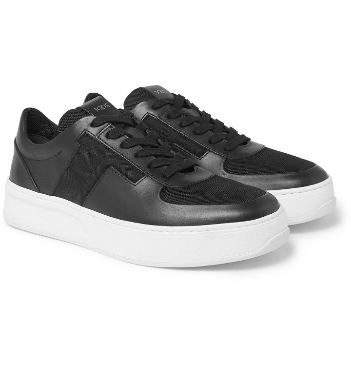 Photo: Tod's - Cassetta Leather and Mesh Sneakers - Black