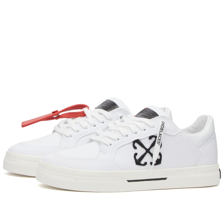 Photo: Off-White Men's Vulcanzied Canvas Sneakers in White/Black