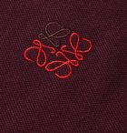 LOEWE - Slim-Fit Contrast-Tipped Logo-Embroidered Cotton-Piqué Polo Shirt - Burgundy