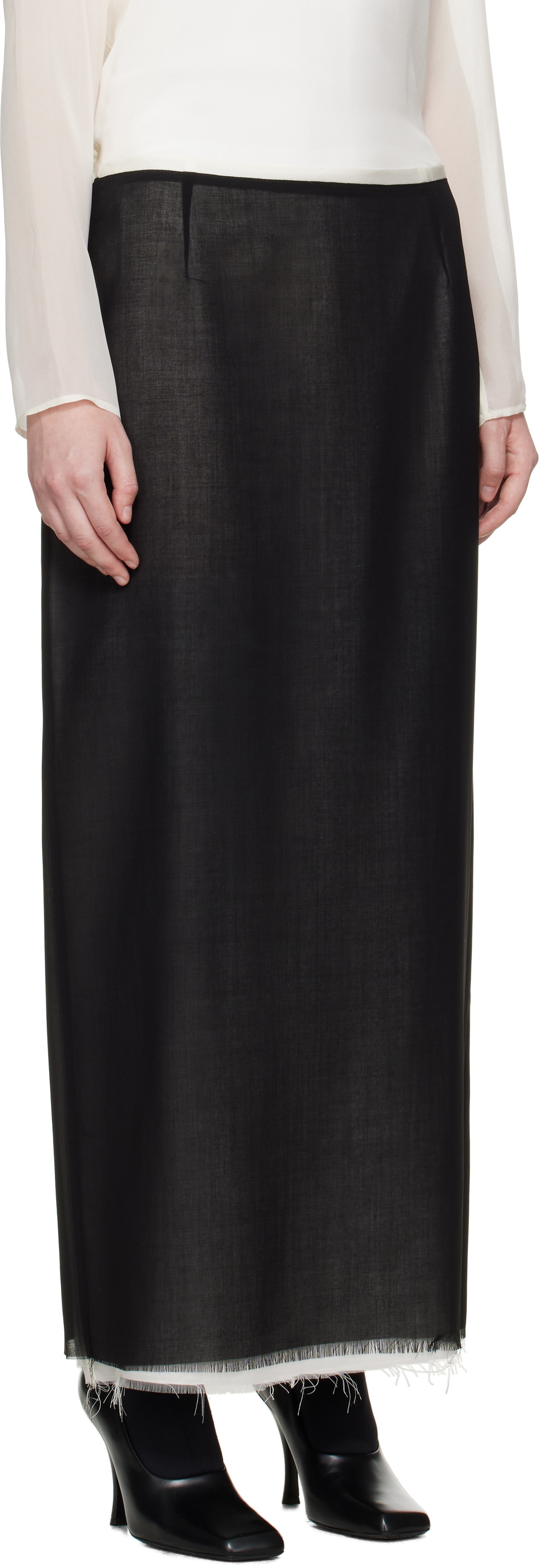 La Collection Black Alvida Raw Midi Skirt