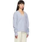 Tibi Blue Airy Alpaca V-Neck Sweater