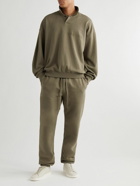 FEAR OF GOD ESSENTIALS - Tapered Logo-Flocked Cotton-Blend Jersey Sweatpants - Brown