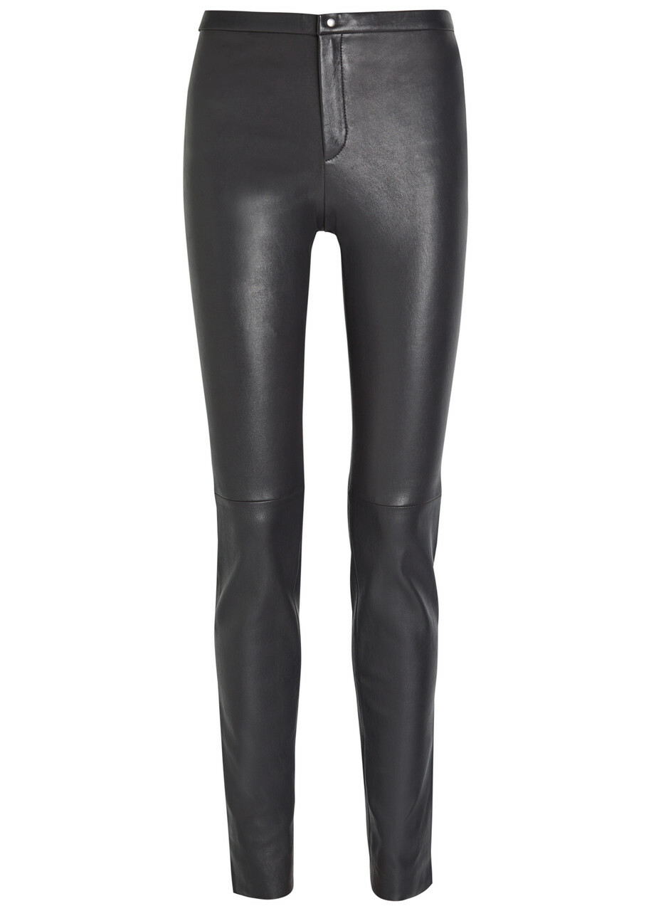 Stouls Newton Slim leg Leather Trousers Dark Grey