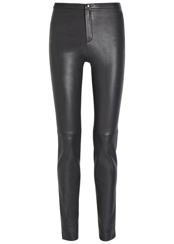 Photo: Stouls Newton Slim leg Leather Trousers Dark Grey