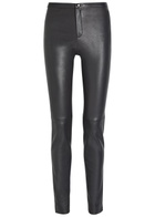 Stouls Newton Slim leg Leather Trousers Dark Grey