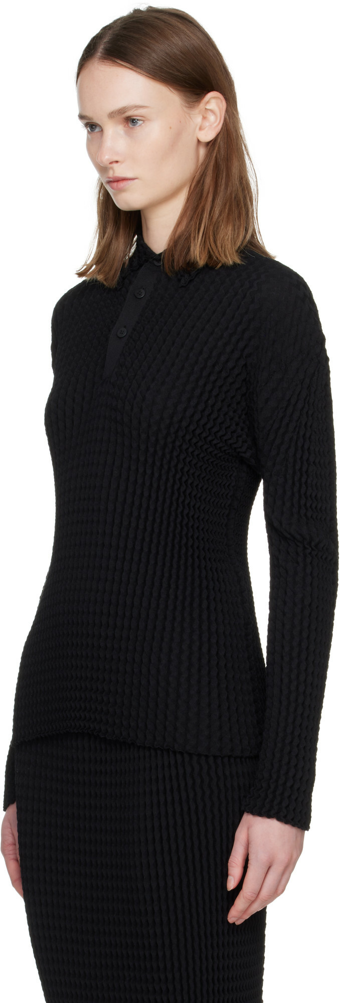ISSEY MIYAKE Black Spongy Polo