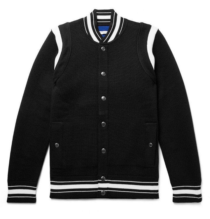 Photo: Givenchy - Slim-Fit Logo-Embroidered Waffle-Knit Virgin Wool Bomber Jacket - Men - Black