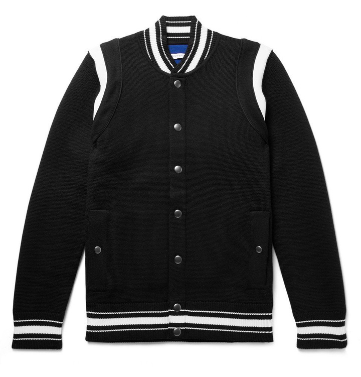 Photo: Givenchy - Slim-Fit Logo-Embroidered Waffle-Knit Virgin Wool Bomber Jacket - Men - Black