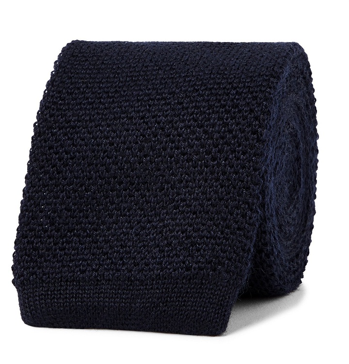 Photo: Brioni - 6cm Knitted Cashmere and Silk-Blend Tie - Blue