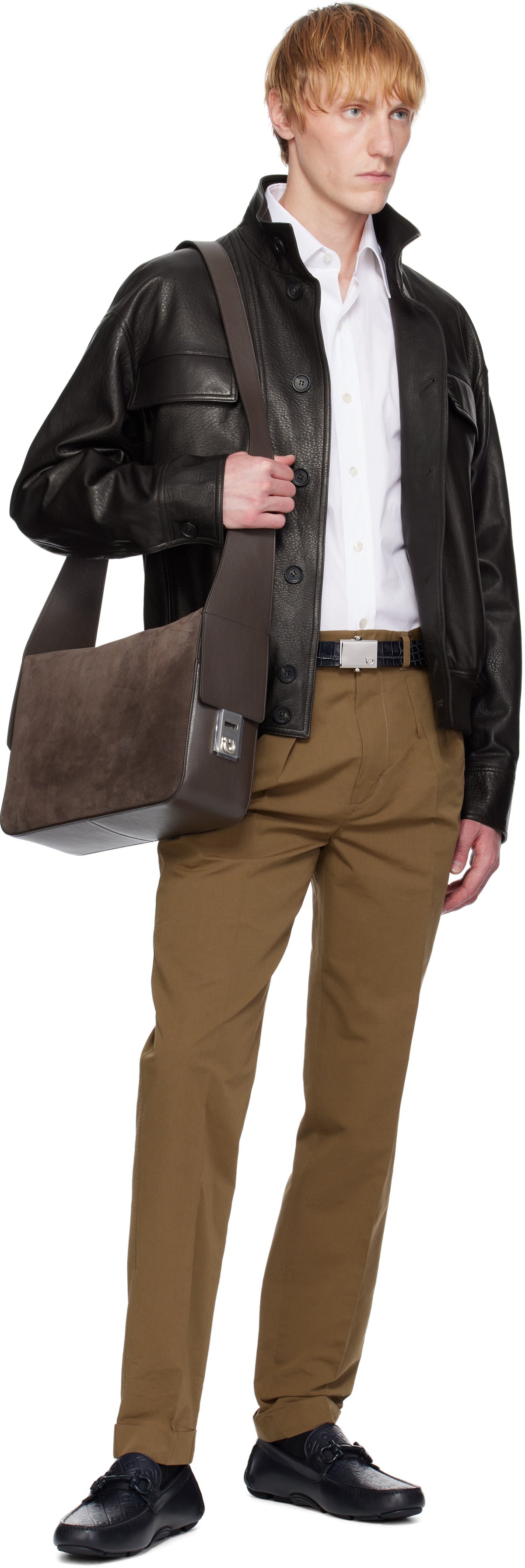 Ferragamo Brown Medium 'Gancini' Buckles Bag