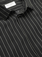 SAINT LAURENT - Pinstriped Silk-Georgette Shirt - Black