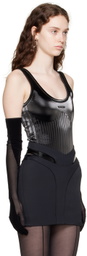 Mugler Black Embossed Faux-Leather Bodysuit