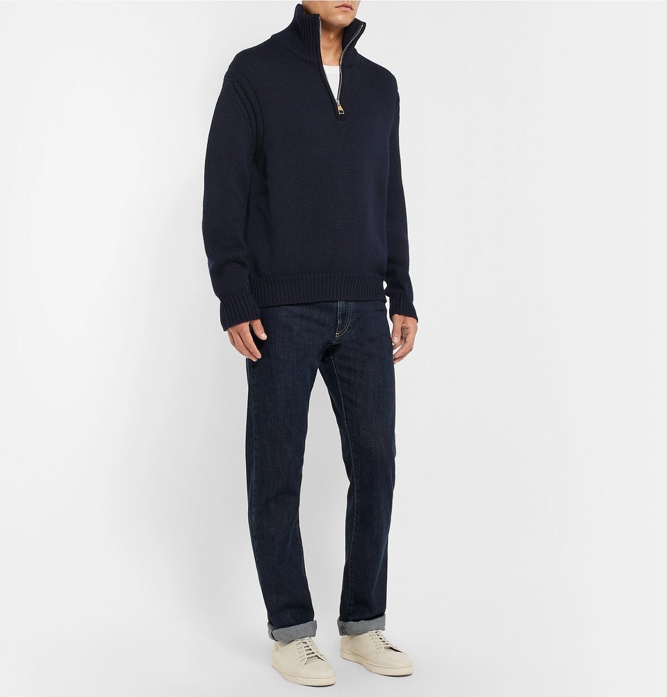 Dunhill - Wool Half-Zip Sweater - Men - Navy Dunhill