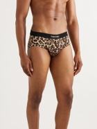 TOM FORD - Leopard-Print Stretch-Cotton Briefs - Brown