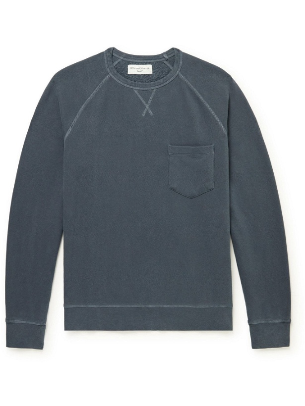 Photo: Officine Generale - Chris Pigment-Dyed Cotton-Jersey Sweatshirt - Blue