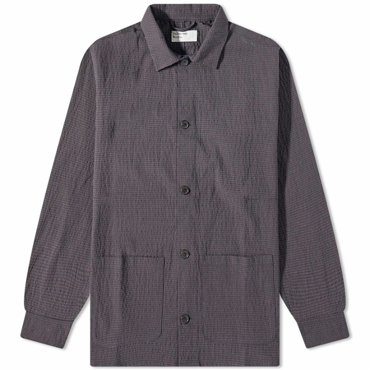 Photo: Universal Works Men's Ospina Fine Check Travail Overshirt in Navy