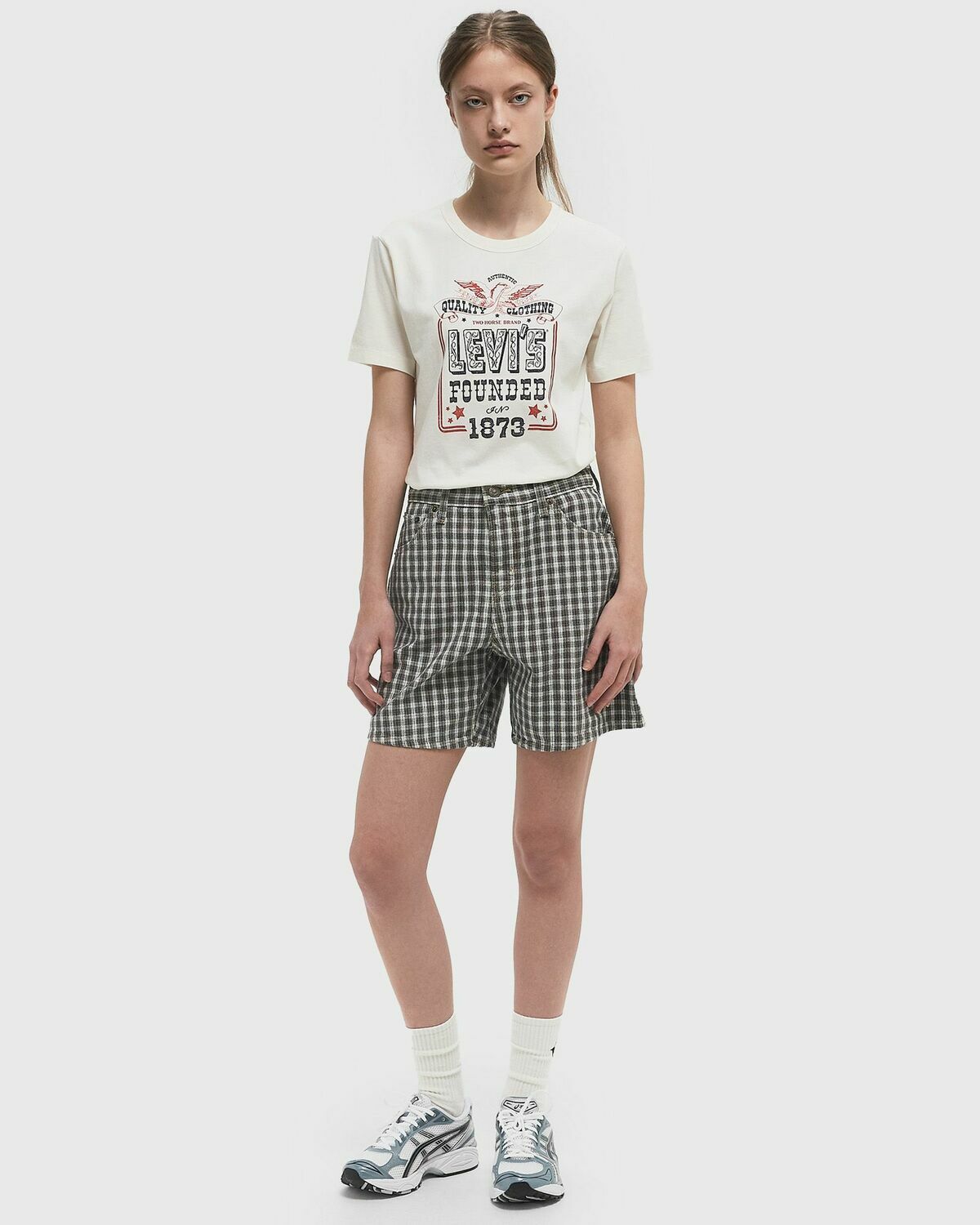 Levis HIGH BAGGY SHORT brown/white Womens Casual Short