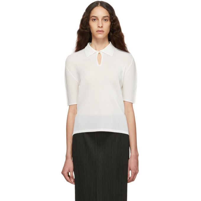 Pleats Please Issey Miyake White Mist March Polo Pleats Please