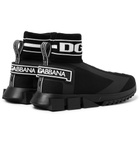 Dolce & Gabbana - Sorrento Logo-Print Stretch-Knit Slip-On Sneakers - Black