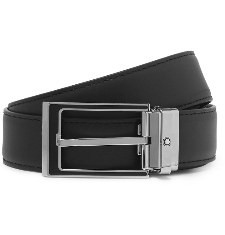 Photo: Montblanc - 3cm Black Leather Belt - Black