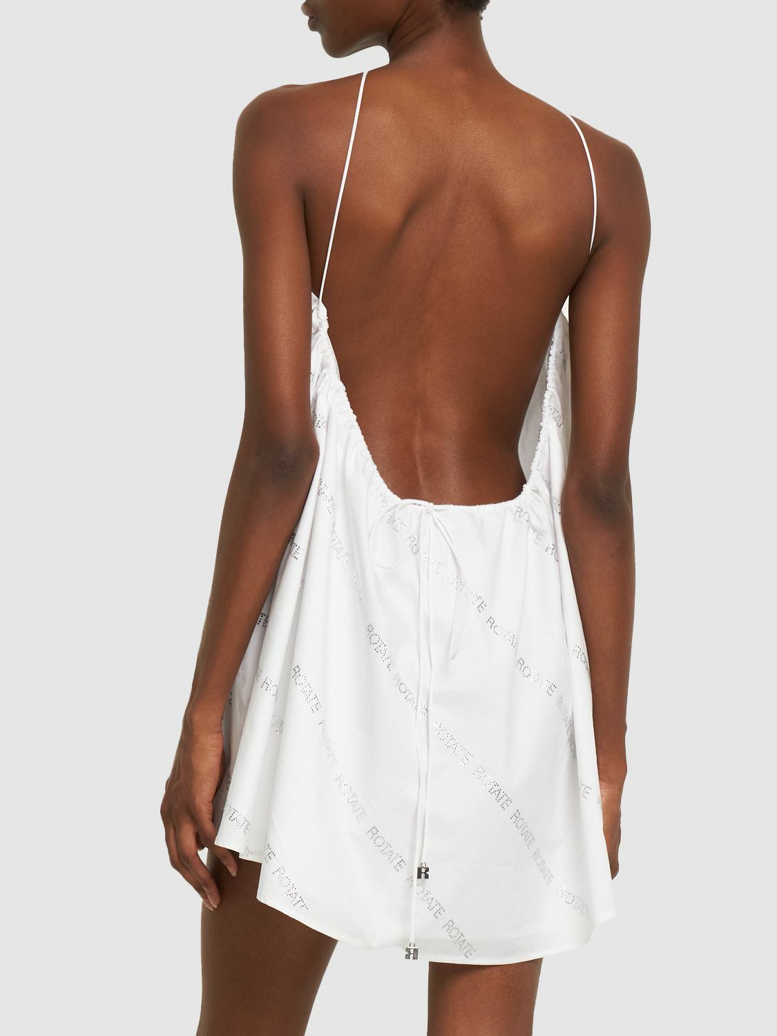 strapless open back dress ROTATE BIRGER CHRISTENSEN Black Open-back Chiffon-trimmed Stretch-jers –  Reliked