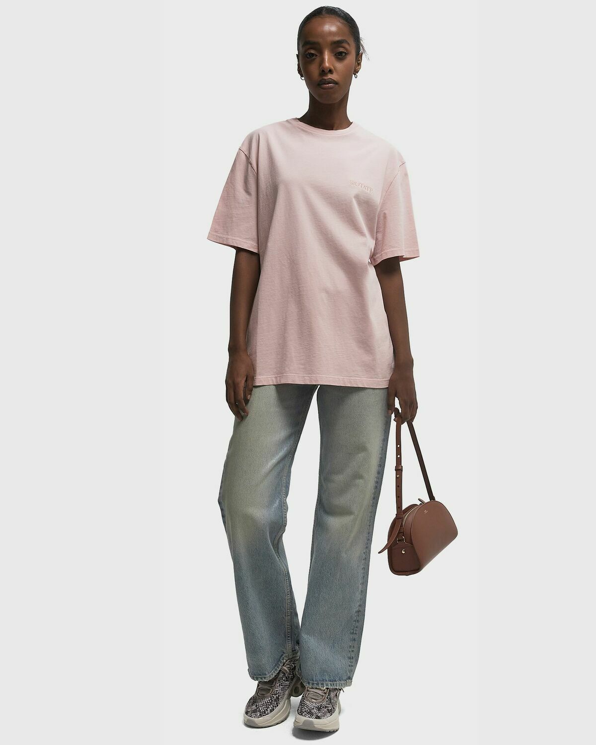 ROTATE Birger Christensen Oversized T-Shirt pink Womens Shortsleefe