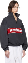 WILLY CHAVARRIA Black 'América' Quarter Zip Sweatshirt