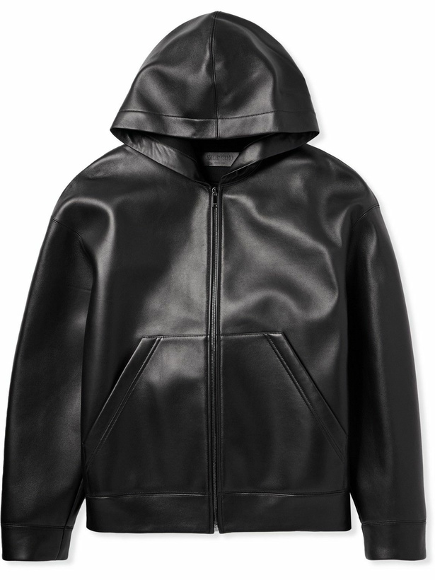 Photo: Valentino Garavani - Leather Hooded Jacket - Black