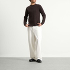 BEAMS Men's Waffle Crew Neck Sweatshirt in Dark Brown