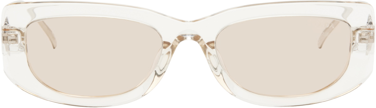 Prada Eyewear Silver Rectangular Acetate Metal Logo