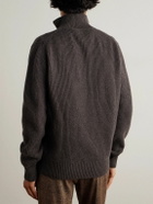 Purdey - Clifford Ribbed Wool and Cashmere-Blend Half-Zip Sweater - Brown