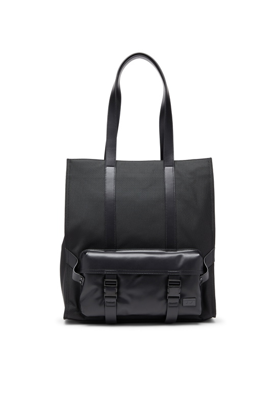 Photo: Diesel Multi-Pkts - Shopping bag with flap pocket and zip - Shopping Bags - Unisex - Black
