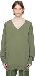 Rick Owens Green V-Neck Sweater