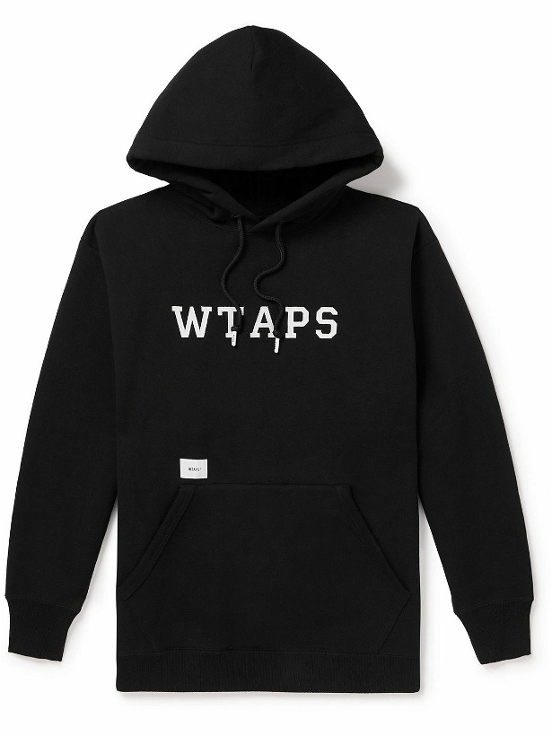 Photo: WTAPS - Logo-Appliquéd Cotton-Jersey Hoodie - Black