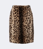Jacques Wei Leopard-print shearling and leather miniskirt