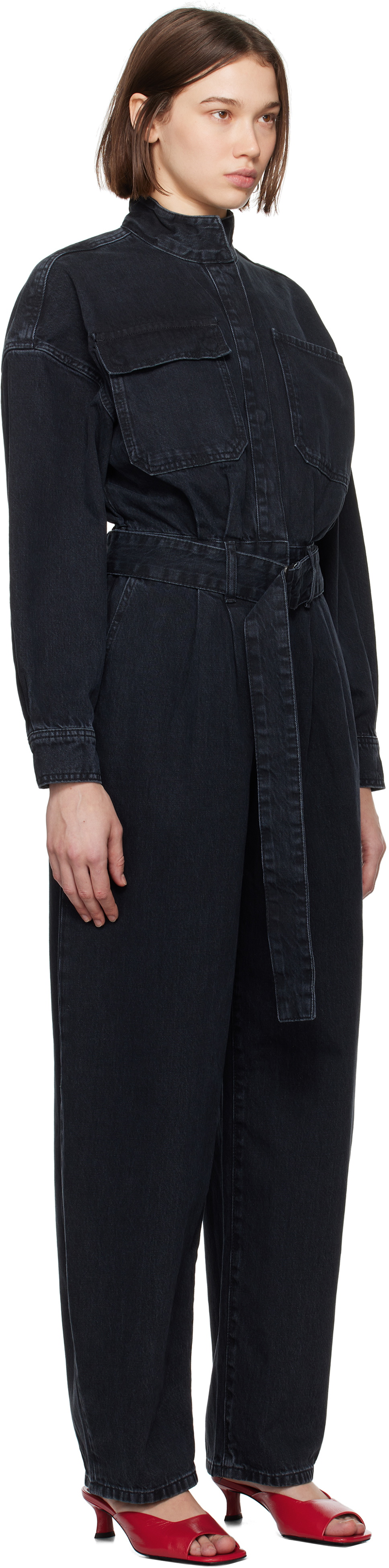 FRAME Black 'The Cocoon' Denim Jumpsuit